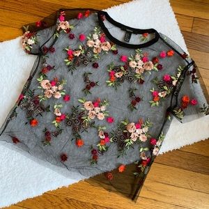 Mesh floral top